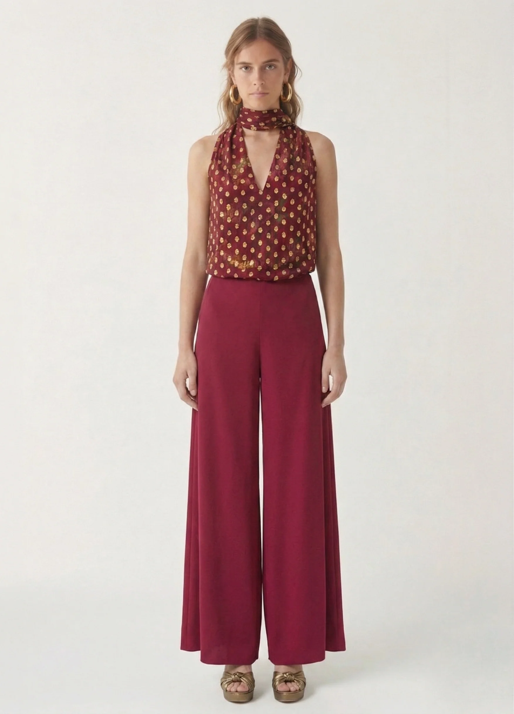 Conjunto de blusa y pantalón rojo Lara-Dylan